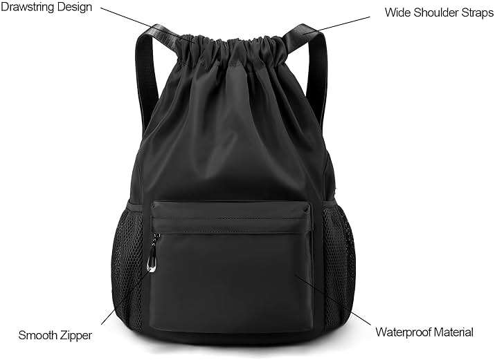 LOKAPEGY Green Drawstring Backpack for Women, Waterproof Drawstring Gym Bag for Men, Cinch Sack for Basketball, Pull String Sport Bag for Soccer. - Image 4