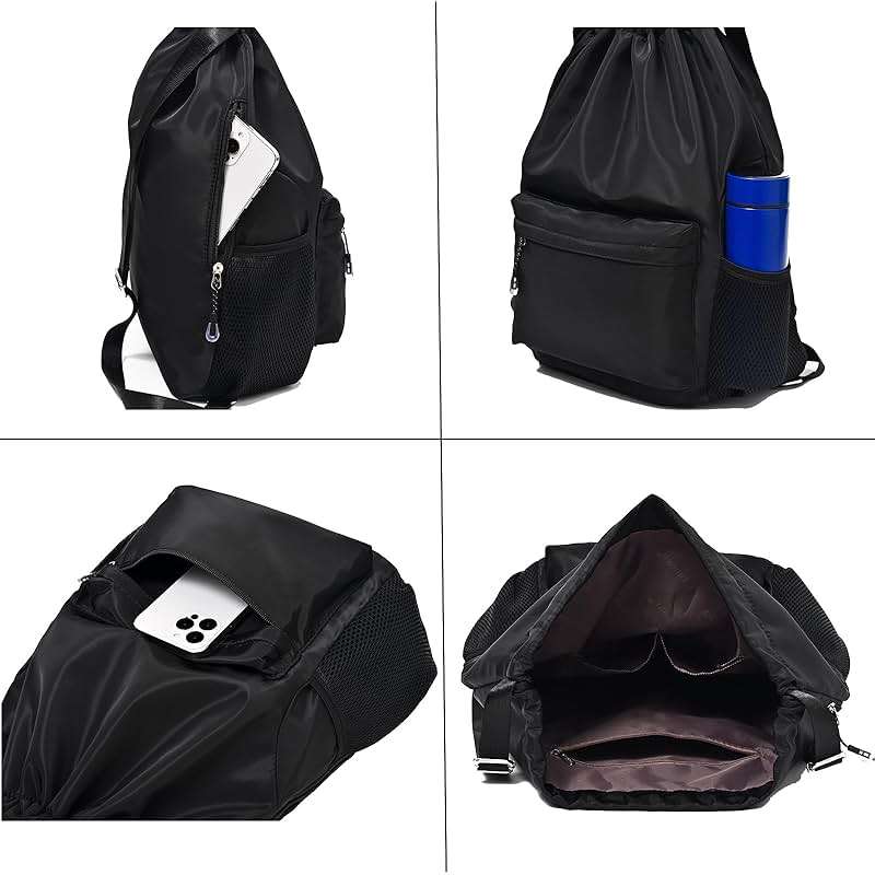 LOKAPEGY Green Drawstring Backpack for Women, Waterproof Drawstring Gym Bag for Men, Cinch Sack for Basketball, Pull String Sport Bag for Soccer. - Image 5