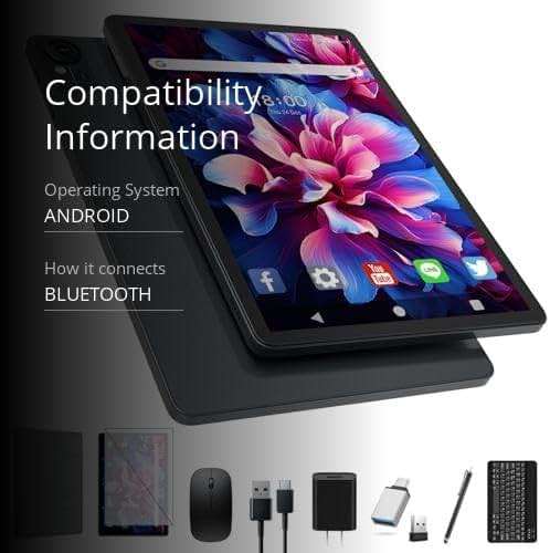 2026 Release 11 inch Tablet, Android 15 Tablets with Keyboard, 16(8+8)GB RAM 128GB ROM 1TB Expand, 2.4G/5G WiFi Tablet with BT 5.0, 13MP Camera, Octa-Core, 8000mAh, GPS, 11" Big Incell Screen-Gray - Image 3