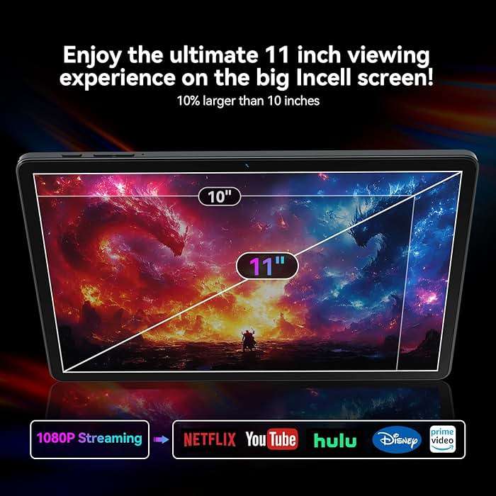 2026 Release 11 inch Tablet, Android 15 Tablets with Keyboard, 16(8+8)GB RAM 128GB ROM 1TB Expand, 2.4G/5G WiFi Tablet with BT 5.0, 13MP Camera, Octa-Core, 8000mAh, GPS, 11" Big Incell Screen-Gray - Image 6