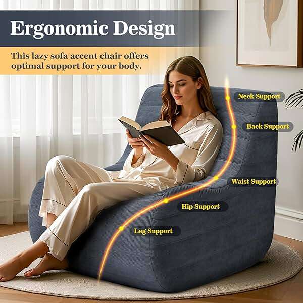 KKdema Compact Bean Bag Chair – Memory Foam Lazy Sofa Sack, Floor Couch for Bedroom, Living Room, Office & Home (Gray) - Image 3