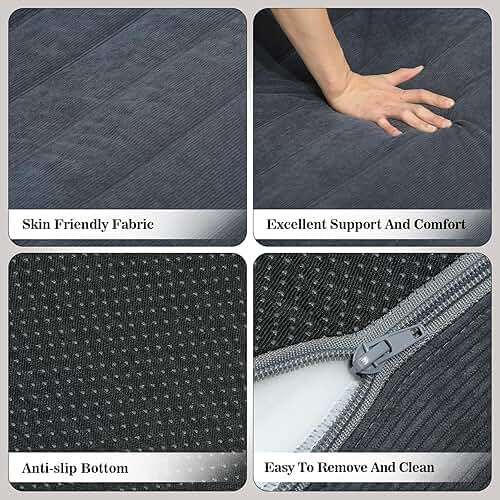 KKdema Compact Bean Bag Chair – Memory Foam Lazy Sofa Sack, Floor Couch for Bedroom, Living Room, Office & Home (Gray) - Image 5