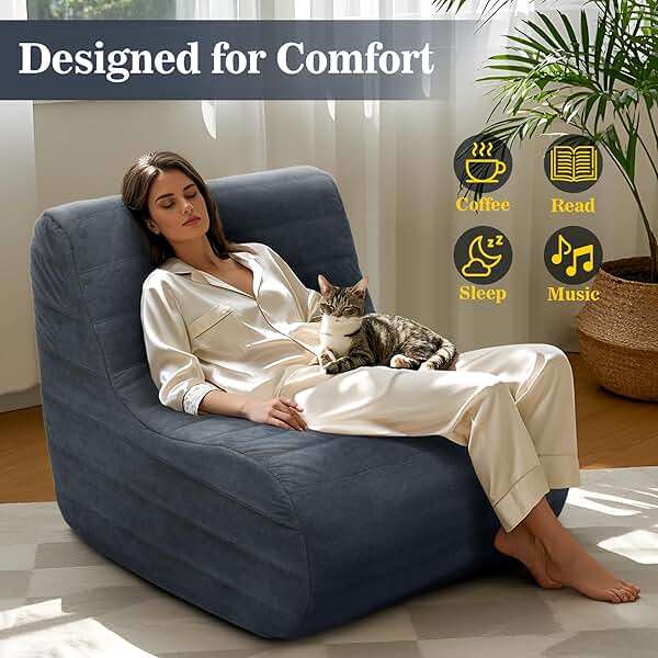 KKdema Compact Bean Bag Chair – Memory Foam Lazy Sofa Sack, Floor Couch for Bedroom, Living Room, Office & Home (Gray) - Image 6