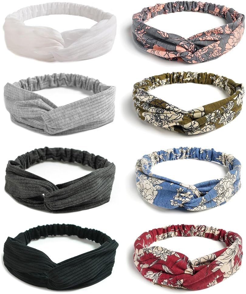 AQOKKA Elastic Knotted Headbands for Women Cloth Head Hair Bands for Women's Hair Non Slip Boho Wrap Twisted Hair Accessories - Product Image