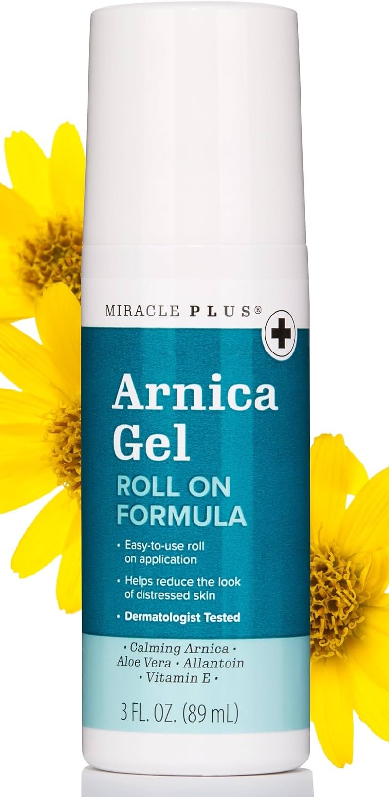 Miracle Plus Natural Arnica Bruise Body Gel Roll On Applicator | Arnica Montana Lotion For Thin Skin Bruising | Vitamin K Cream | Skin Care Ointment For Bruises, 3 Fl Oz - Product Image