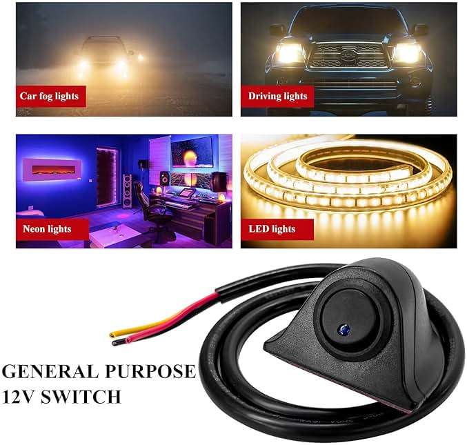 SHMZK Car DIY Switch Paste Type Rocker Switch, Off/ON Push Button DC12V Switch for Fog Driving Lights, Universal Button Rocker Switch for Neon Lights LED Light Bar, Car Accessories - Image 5