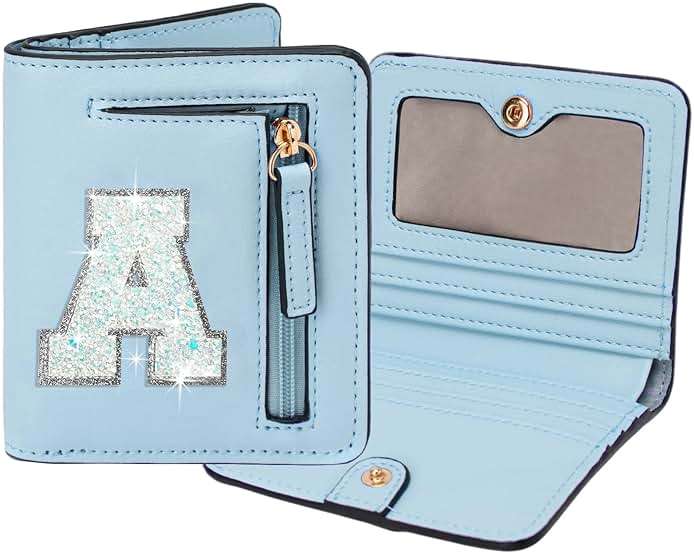 OYLOLA Birthday Gifts for 8 9 10 11 12 13 14 Year Old Girl Kids Wallet Initial Girls Wallets Teen Girls Gift Preppy Teen Girl Stuff Things Blue A - Image 1