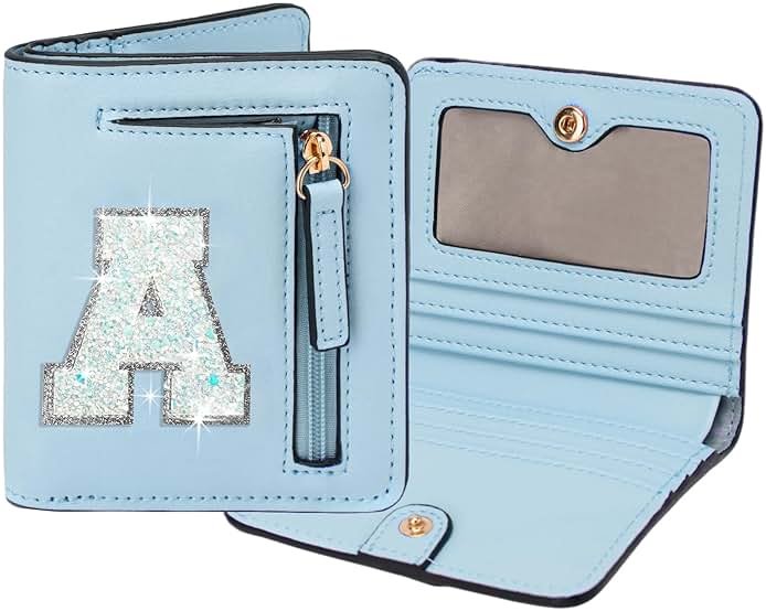 OYLOLA Birthday Gifts for 8 9 10 11 12 13 14 Year Old Girl Kids Wallet Initial Girls Wallets Teen Girls Gift Preppy Teen Girl Stuff Things Blue A - Product Image