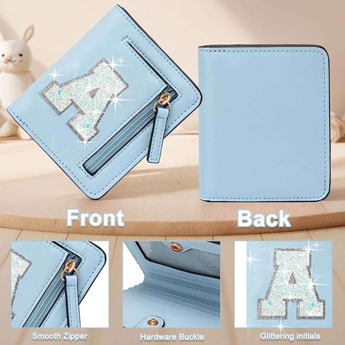 OYLOLA Birthday Gifts for 8 9 10 11 12 13 14 Year Old Girl Kids Wallet Initial Girls Wallets Teen Girls Gift Preppy Teen Girl Stuff Things Blue A - Image 6