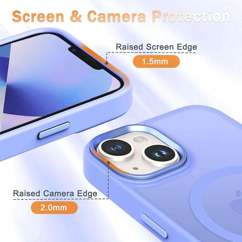 YENAPOON for iPhone 15 Case, Matte Magnetic Phone Case with 1 Screen Protector, Support for Magsafe, Translucent Frosted Slim Shockproof Protective Cover for iPhone 15 6.1 inch, Lavender Purple - Image 5