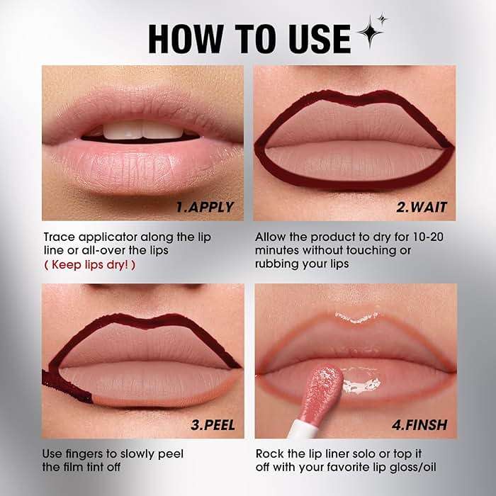 LANGMANNI 3 Colors Long-Lasting Peel Off Lip Liner Set, Waterproof & Smudge-Proof Matte Lip Liners Gift Makeup For Girls (#1+2+3) - Image 3