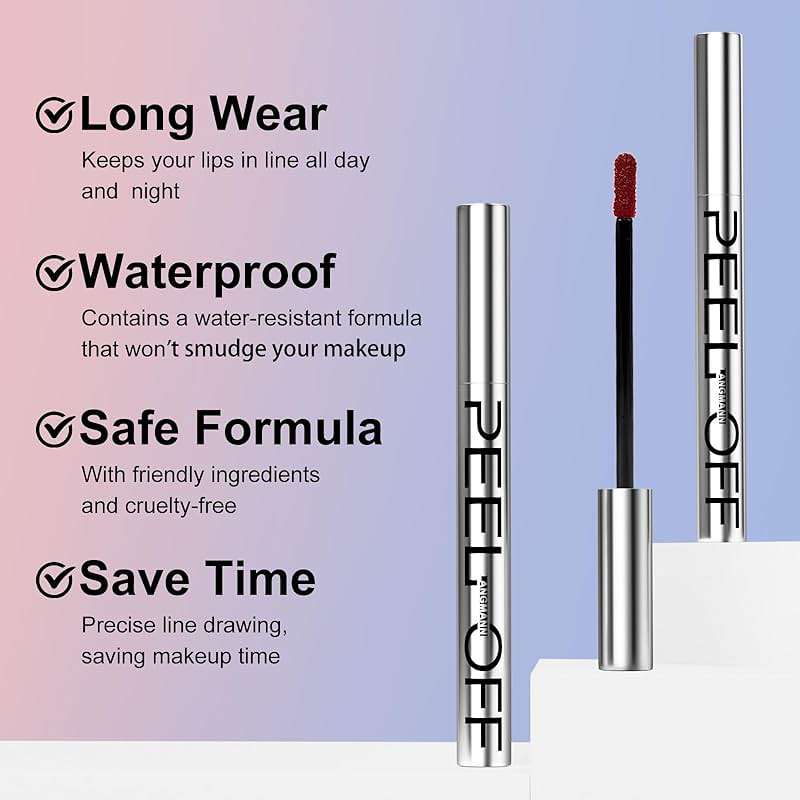 LANGMANNI 3 Colors Long-Lasting Peel Off Lip Liner Set, Waterproof & Smudge-Proof Matte Lip Liners Gift Makeup For Girls (#1+2+3) - Image 5