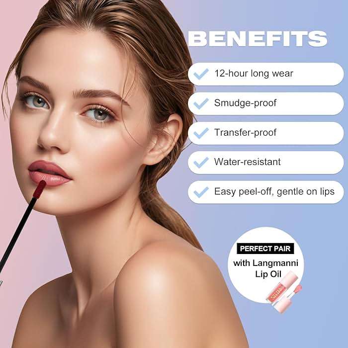 LANGMANNI 3 Colors Long-Lasting Peel Off Lip Liner Set, Waterproof & Smudge-Proof Matte Lip Liners Gift Makeup For Girls (#1+2+3) - Image 6