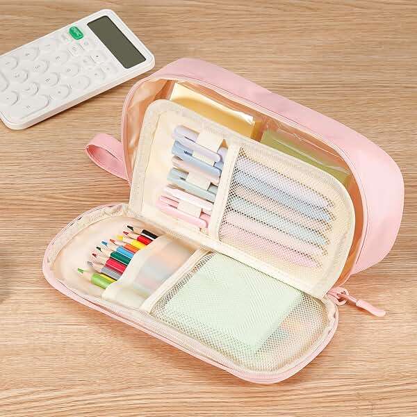 Zzrywuty Large Pencil Case, Big Capacity Pencil Pouch Office College School Stationery Pen Bag for Teen Girl Boy Men Women, Pink - Image 2