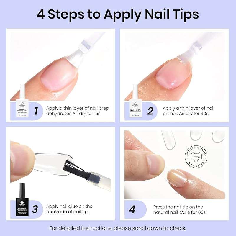 Beetles 3Pcs Gel Nail Glue Kit, Nail Dehydrator and Primer, Acid & HEMA Free Professional Prep for Press On Nails, Nail Tips and Extensions Gifts for Women - Image 8