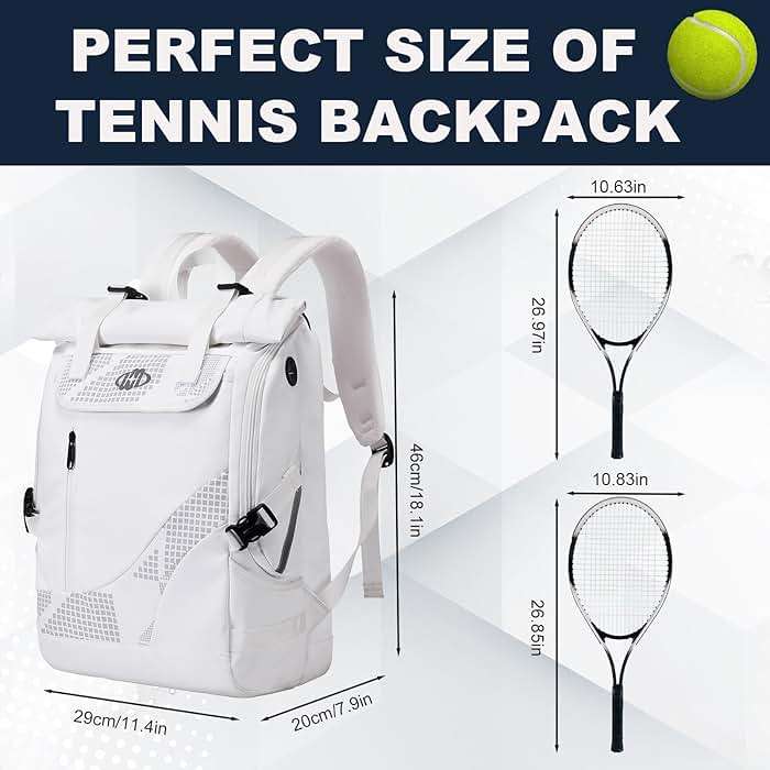 UTIAMIAOGONGO UMGG Tennis Bag Tennis Backpack for Women Men Holds 2 Rackets with Shoe Compartment, Large Pickleball Backpack Hold Tennis Racket, Pickleball Paddles, Badminton Racquet - Image 3