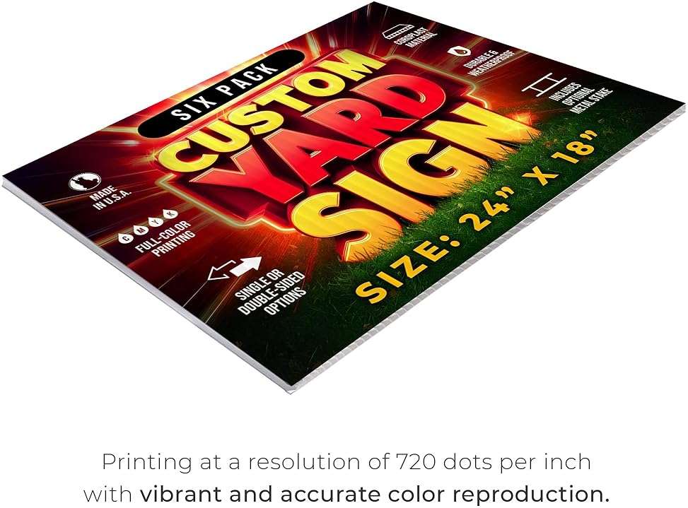 6 Pack 24"x18" Custom Yard Signs with Stakes, Personalized Yard Signs for Outdoors, Customized Full Color Print Corrugated Signs for Business - Image 5