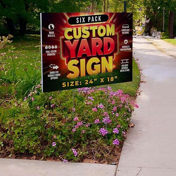 6 Pack 24"x18" Custom Yard Signs with Stakes, Personalized Yard Signs for Outdoors, Customized Full Color Print Corrugated Signs for Business - Image 7