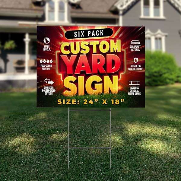 6 Pack 24"x18" Custom Yard Signs with Stakes, Personalized Yard Signs for Outdoors, Customized Full Color Print Corrugated Signs for Business - Image 8