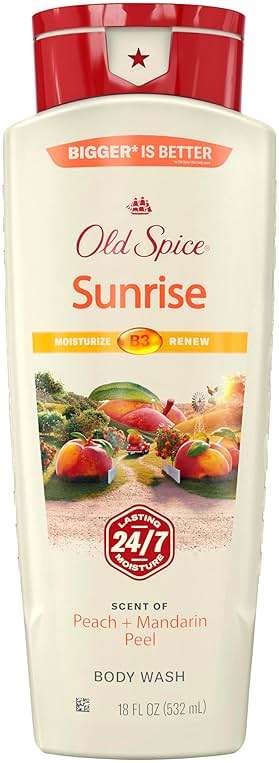 Old Spice Cleansing Body Wash for Men, 24/7 Shower Fresh with Lasting Scent, Moisturize & Renew, Gentle on Skin, Vitamin B3, Sunrise with Peach + Mandarin Peel Scent, 18 oz - Image 1