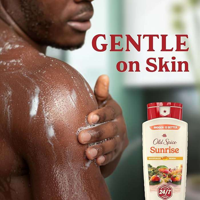 Old Spice Cleansing Body Wash for Men, 24/7 Shower Fresh with Lasting Scent, Moisturize & Renew, Gentle on Skin, Vitamin B3, Sunrise with Peach + Mandarin Peel Scent, 18 oz - Image 5