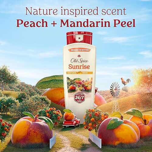 Old Spice Cleansing Body Wash for Men, 24/7 Shower Fresh with Lasting Scent, Moisturize & Renew, Gentle on Skin, Vitamin B3, Sunrise with Peach + Mandarin Peel Scent, 18 oz - Image 7