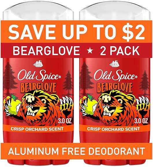 Old Spice Aluminum Free Deodorant for Men, 24/7 Odor Protection, 24/7 Freshness & Lasting Scent, Goes on Clear, Bearglove with Crisp Orchard Scent, 3.0 oz (Pack of 2) - Image 1