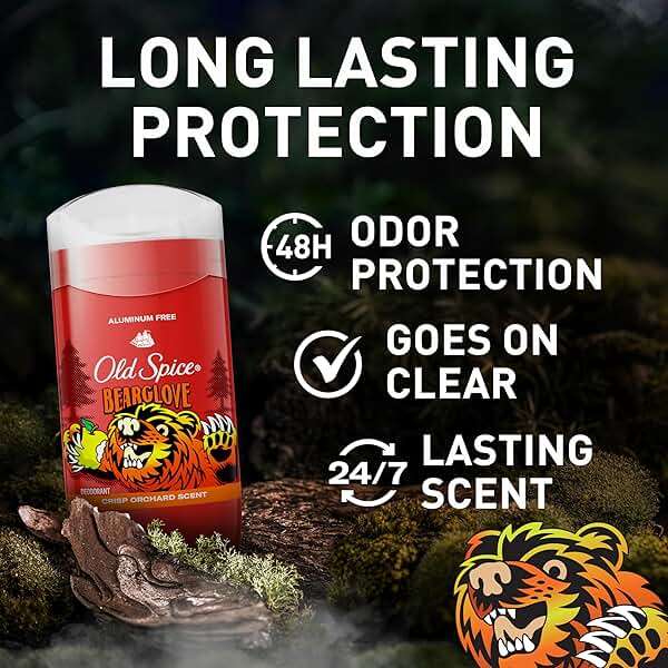 Old Spice Aluminum Free Deodorant for Men, 24/7 Odor Protection, 24/7 Freshness & Lasting Scent, Goes on Clear, Bearglove with Crisp Orchard Scent, 3.0 oz (Pack of 2) - Image 2