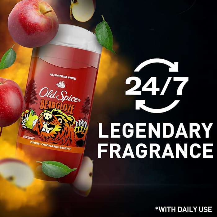 Old Spice Aluminum Free Deodorant for Men, 24/7 Odor Protection, 24/7 Freshness & Lasting Scent, Goes on Clear, Bearglove with Crisp Orchard Scent, 3.0 oz (Pack of 2) - Image 6