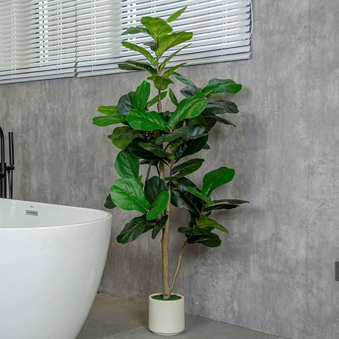 VIVATREES 6FT Fiddle Leaf Fig Artificial Tree with White Planter Pot,Faux Floor Plant, Indoor and Outdoor Fake Plants for Home Office Decor - Image 2