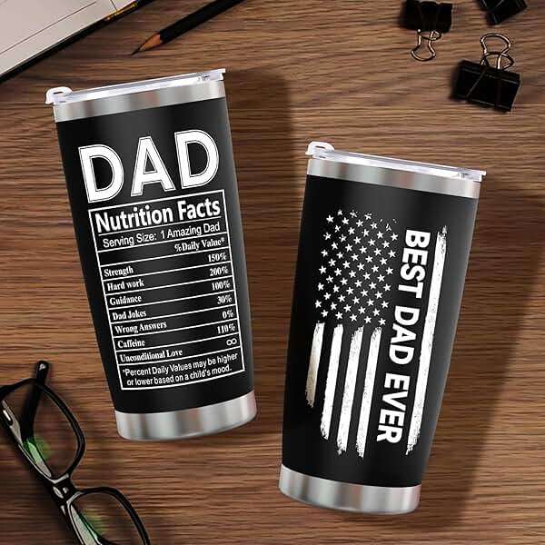 Erpotyl Fathers Day Dad Gifts for Men- 20Oz Stainless Steel Tumbler Indoor Outdoor Work Essentials Leakproof Camping Gym Office Cup with Lid and Straw Birthday Gifts for Him Stepdad Husband Dad Uncle - Image 2
