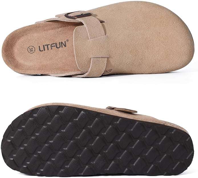 Litfun Unisex Genuine Suede Clogs Soft Footbed Leather Potato Shoes Comfort Slip On Clogs with Arch Support - Image 6