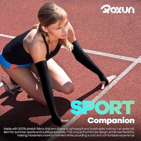 ROXUN Arm Sleeves with Thumb Hole, Cooling UV Sun Protection Compression Tattoo Cover Up for Men/Women - Image 2