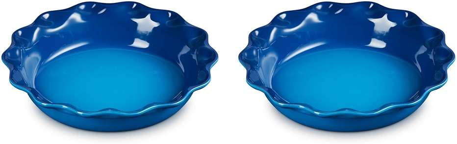 Le Creuset Stoneware Set of 2 Heritage Fluted Pie Dish, 9", Marseille - Image 1