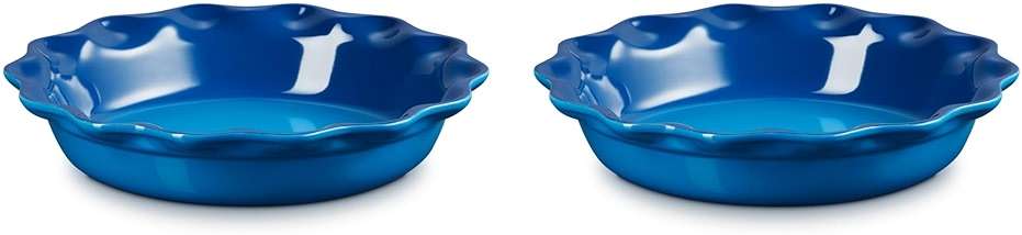 Le Creuset Stoneware Set of 2 Heritage Fluted Pie Dish, 9", Marseille - Image 3
