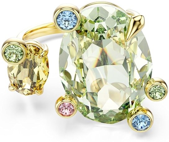 Swarovski Gema open ring, Mixed cuts, Multicolored, Gold-tone Finish, Size 6 3/4 - Product Image