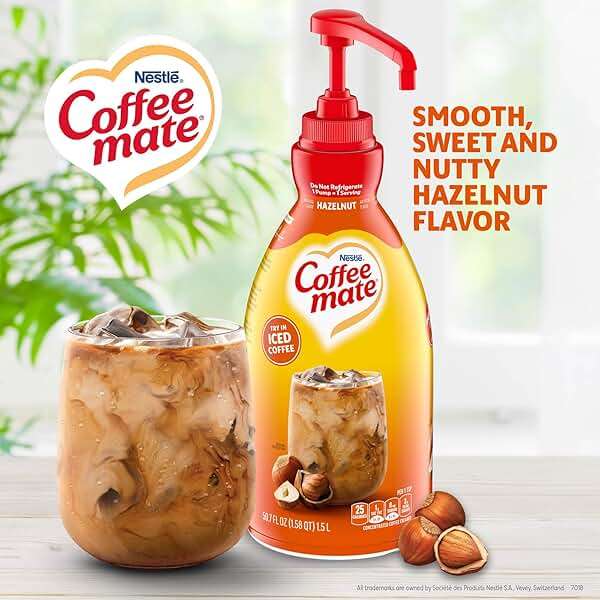 Nestlé Coffee mate Liquid Concentrate 1.5 Liter Pump Bottles, 3 Flavors Sweetened Original, French Vanilla & Hazelnut (Pack of 3) - Image 5
