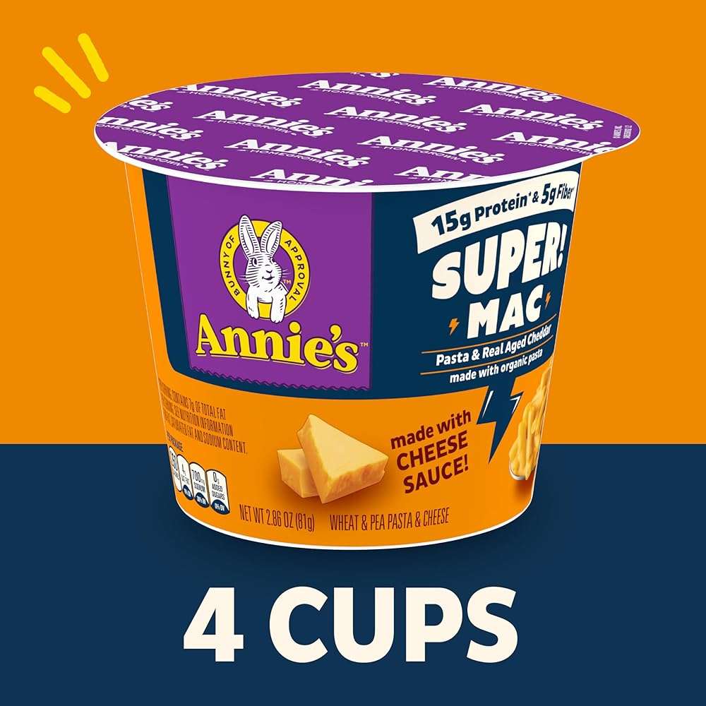 Annie's Super! Mac Microwave Pasta and Real Aged Cheddar Cups, 4 Ct, 11.44 oz - Image 2