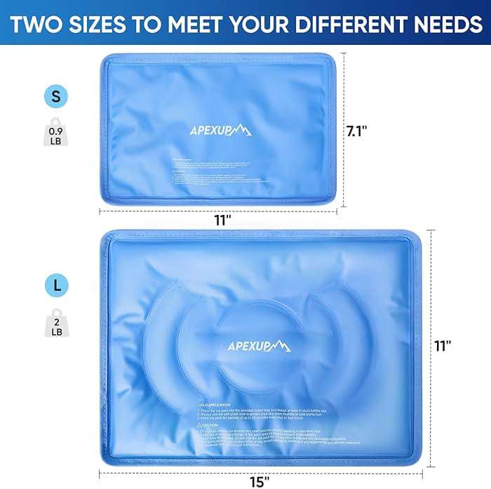 APEXUP Gel Ice Packs for Injuries Reusable, Flexible Double Sided Cold Packs for Injuries, Ice Pack for Knee, Shoulder, Back, Hip, Leg, Arm (Blue, 11"x7.1", 1PK) - Image 4