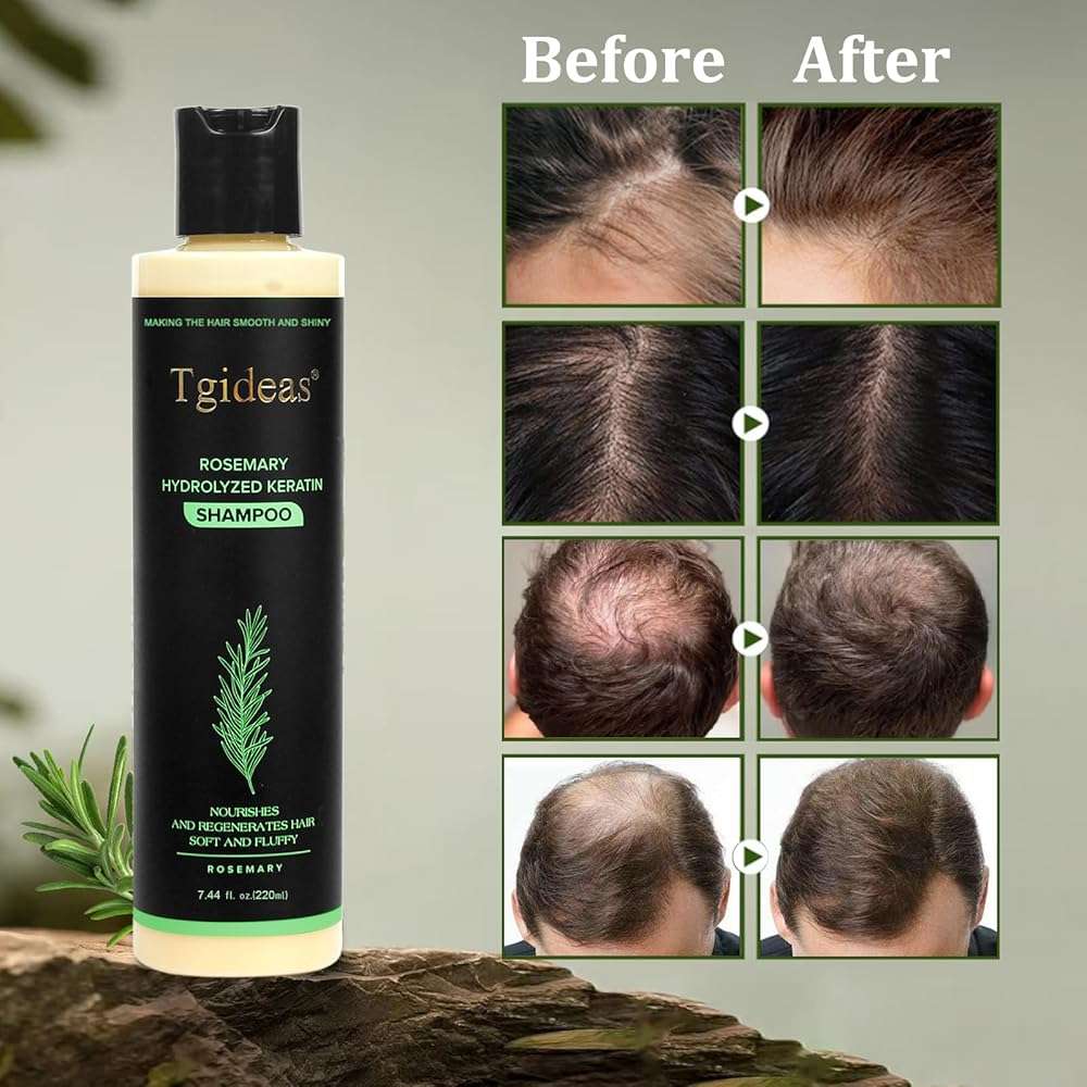 Organic Rosemary Hair Growth Shampoo for Women and Men-Natural Thickening & Strengthening Shampoo with Hydrolyzed Keratin for Thinning Hair & Hair Loss 7.4 fl.oz - 2 Packs - Image 3