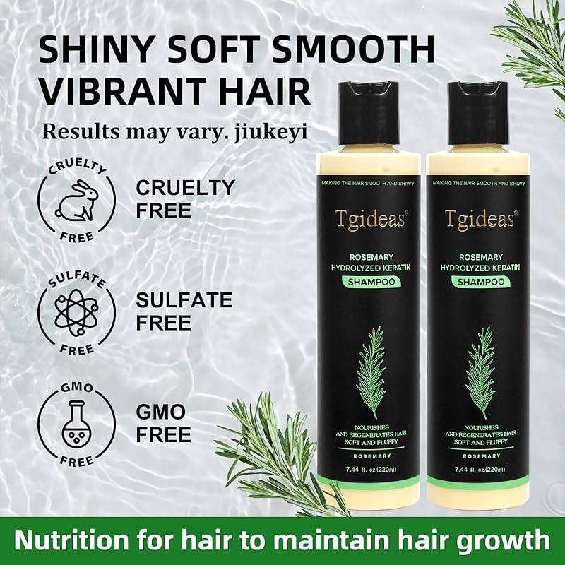 Organic Rosemary Hair Growth Shampoo for Women and Men-Natural Thickening & Strengthening Shampoo with Hydrolyzed Keratin for Thinning Hair & Hair Loss 7.4 fl.oz - 2 Packs - Image 6