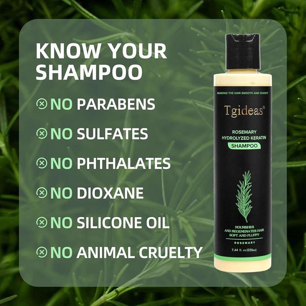 Organic Rosemary Hair Growth Shampoo for Women and Men-Natural Thickening & Strengthening Shampoo with Hydrolyzed Keratin for Thinning Hair & Hair Loss 7.4 fl.oz - 2 Packs - Image 8