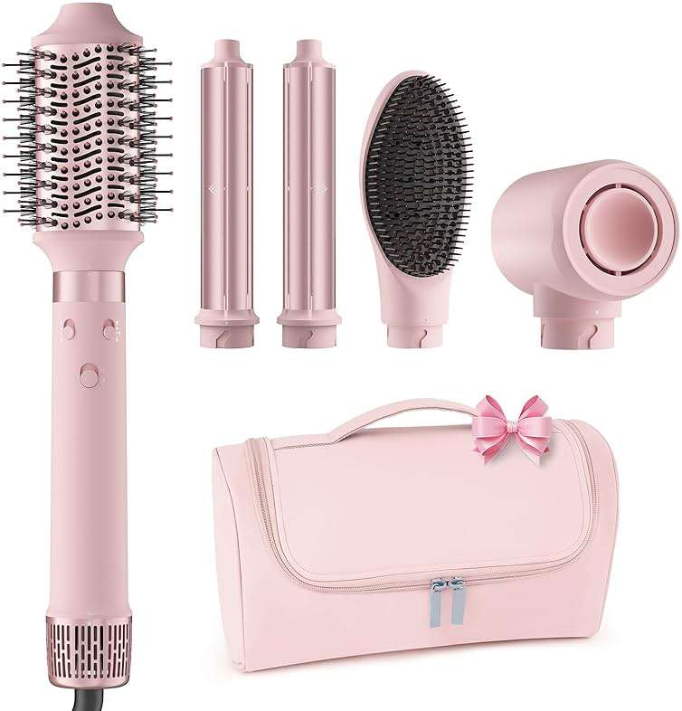 MESCOMB Dual Voltage Hot Air Styler Wrap - 5 in 1 Hair Dryer Brush with Fast Drying Blow Dryer, Styling, Straightening & Volumizing with Travel Bag (100V–240V) Gift for Women - Image 1