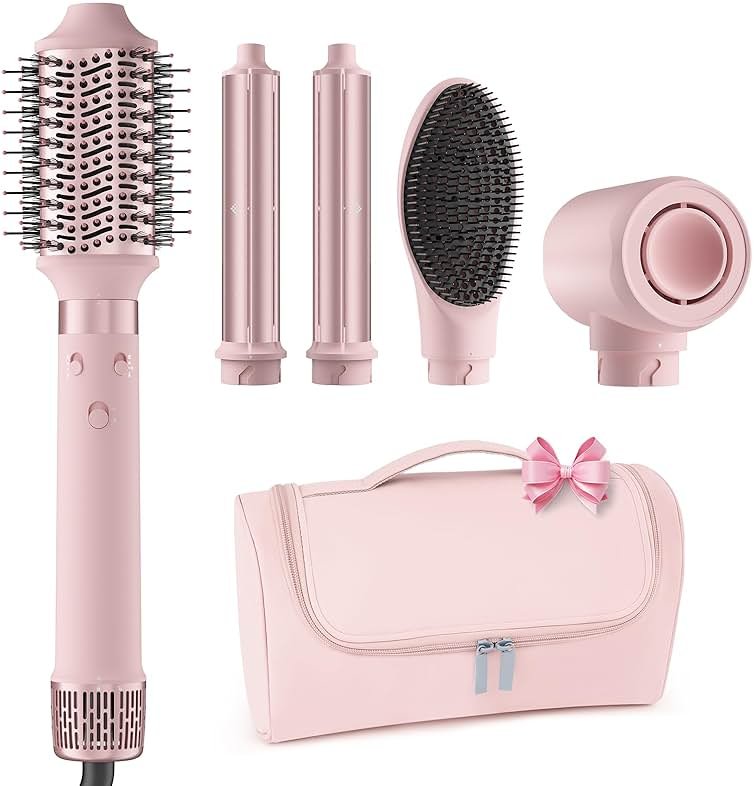 MESCOMB Dual Voltage Hot Air Styler Wrap - 5 in 1 Hair Dryer Brush with Fast Drying Blow Dryer, Styling, Straightening & Volumizing with Travel Bag (100V–240V) Gift for Women - Product Image