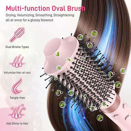 MESCOMB Dual Voltage Hot Air Styler Wrap - 5 in 1 Hair Dryer Brush with Fast Drying Blow Dryer, Styling, Straightening & Volumizing with Travel Bag (100V–240V) Gift for Women - Image 6