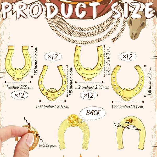 Landical 48 Pcs Horseshoe Pins Bulk Cowboy Cowgirl Western Enamel Lapel Pin Western Party Favor for Clothing Bag Hat Decor Jewelry Gift - Image 2