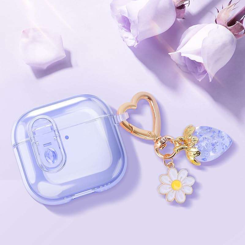 (with Safety Lock) Clear Case Compatible with Airpods 4 Cases 2024 Women, Cute Soft TPU Transparent AirPods 4th Generation Case iPods 4 Earbuds Cases Girl Strawberries Keychain for Airpod iPod 4th Gen - Image 2