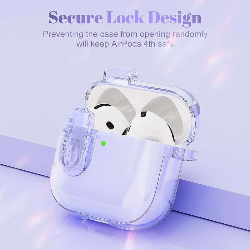 (with Safety Lock) Clear Case Compatible with Airpods 4 Cases 2024 Women, Cute Soft TPU Transparent AirPods 4th Generation Case iPods 4 Earbuds Cases Girl Strawberries Keychain for Airpod iPod 4th Gen - Image 5