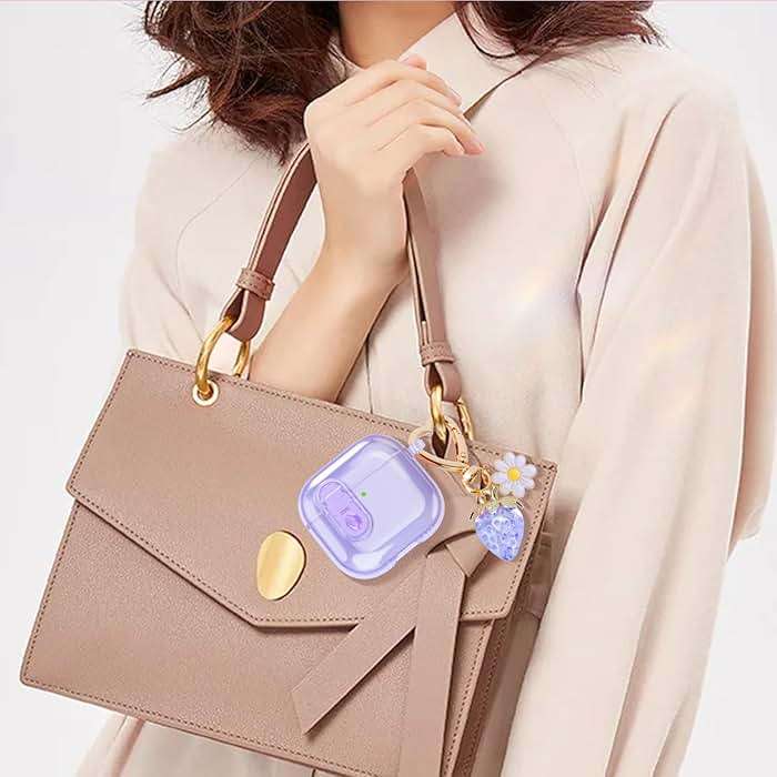 (with Safety Lock) Clear Case Compatible with Airpods 4 Cases 2024 Women, Cute Soft TPU Transparent AirPods 4th Generation Case iPods 4 Earbuds Cases Girl Strawberries Keychain for Airpod iPod 4th Gen - Image 7