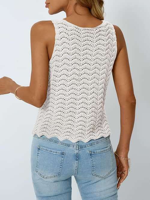 LILLUSORY Crochet Tops for Women Summer Vacation Outfits Beach Coverup Going Out Tie Front Spring Sweater Vest 2026 Fashion - Image 4